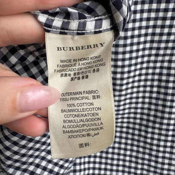 Burberry Men Black White Nova Check Button Down Classic Career Shirt Size Large - Picture 6 of 6